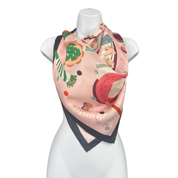 Kate Spade New York Festive Party Silk Square Scarf 34X34 Multi - Picture 2 of 4